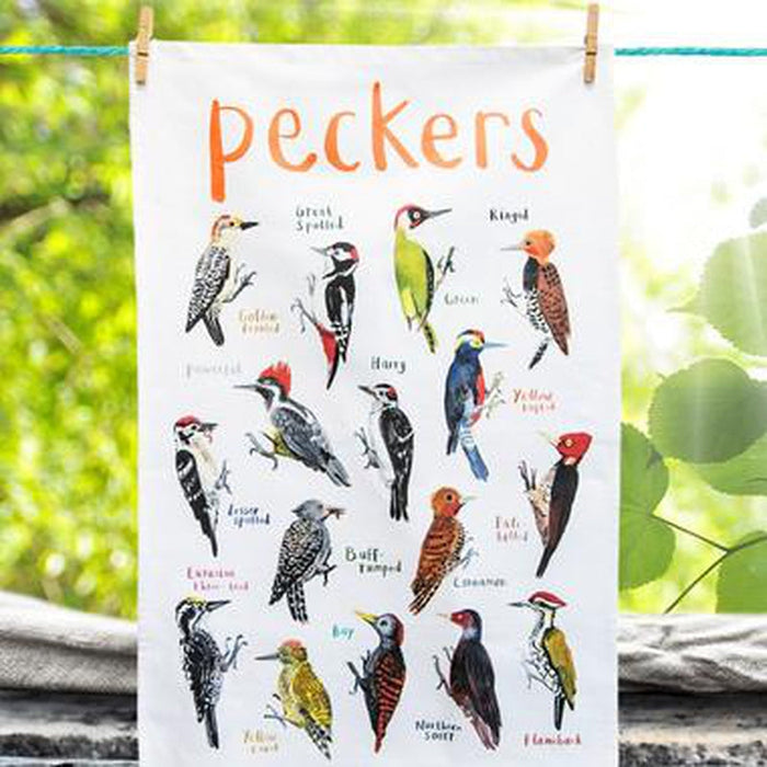 Pecker Bird Fowl Language Dish Towel by Sarah Edmonds Illustration at Perpetual Kid