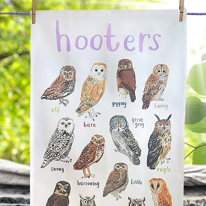 Hooters Dirty Pun Owl Dish Towel - Sarah Edmonds Illustration