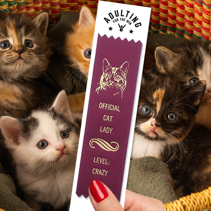 Official Cat Lady Level Crazy Achieved Award Ribbon