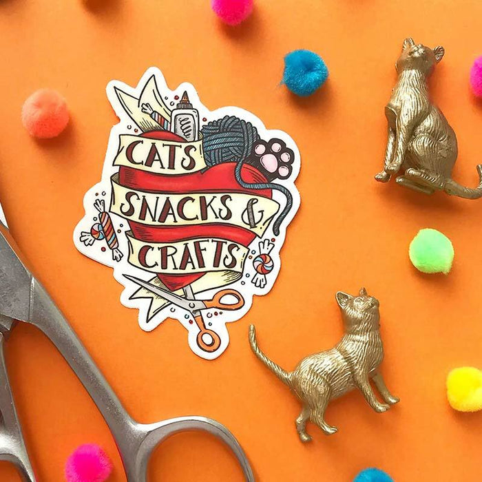 Cats, Snacks + Crafts Tattoo Sticker - Unique Gift by Praxis Design Studio