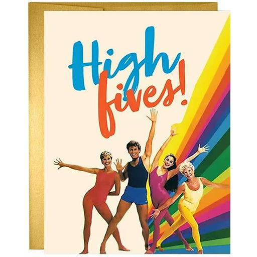 High Fives 80's Aerobics Greeting Card - Unique Gift by Offensive + Delightful