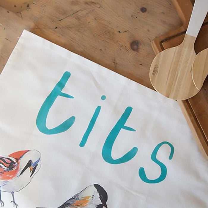 Tit Bird Fowl Language Dish Towel - Unique Gift by Sarah Edmonds Illustration
