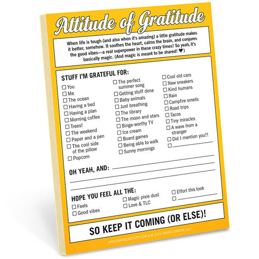 Attitude Of Gratitude Nifty Note Pad - Knock Knock