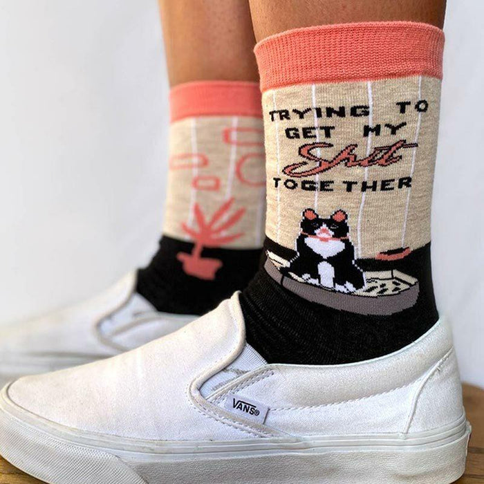 Trying to Get My Shit Together Cat Socks by Groovy Things Co at Perpetual Kid
