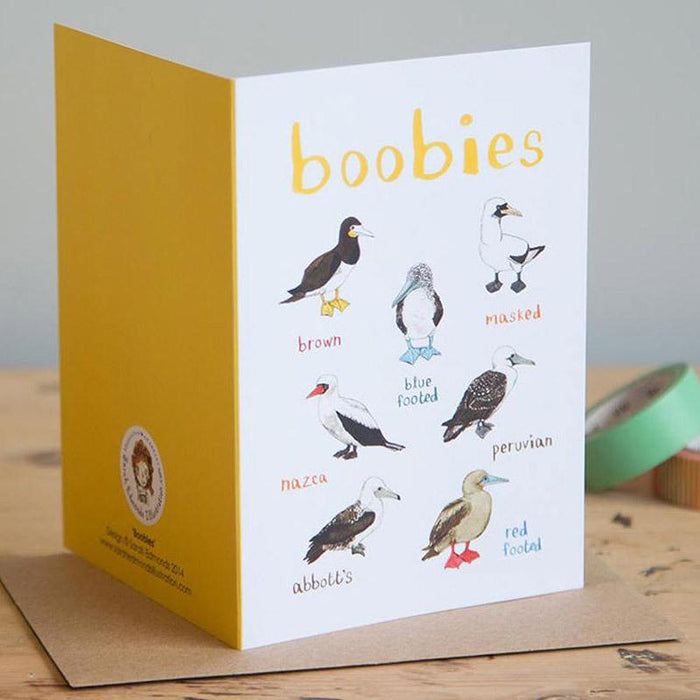 Boobies Fowl Bird Greeting Card by Sarah Edmonds Illustration