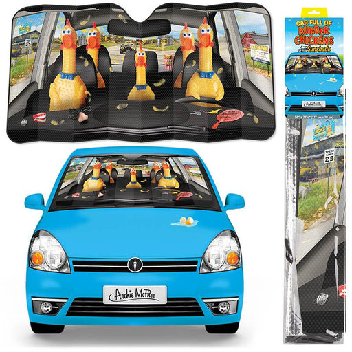 Car Full of Rubber Chickens Auto Sunshade - Archie McPhee