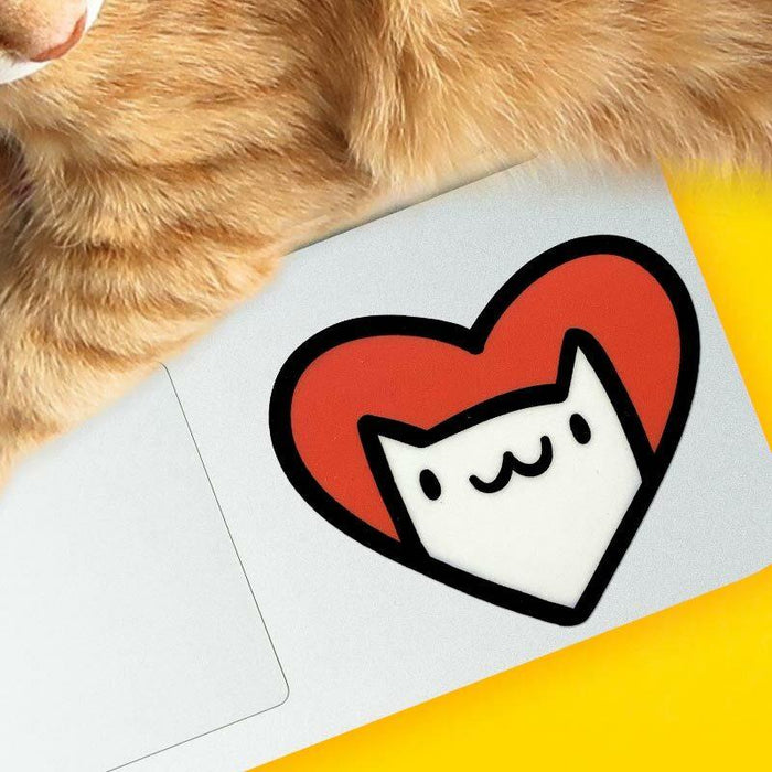 Cat Love Heart Sticker - Shop Emily M