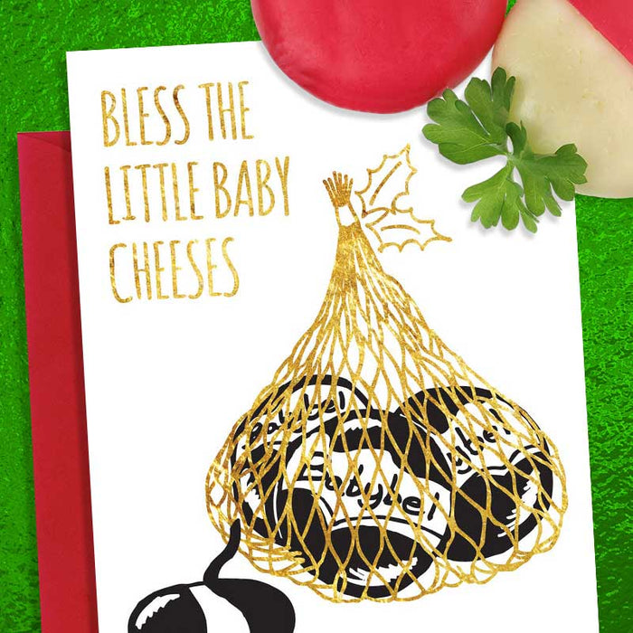 Bless The Little Baby Cheeses Christmas Card - Smitten Kitten