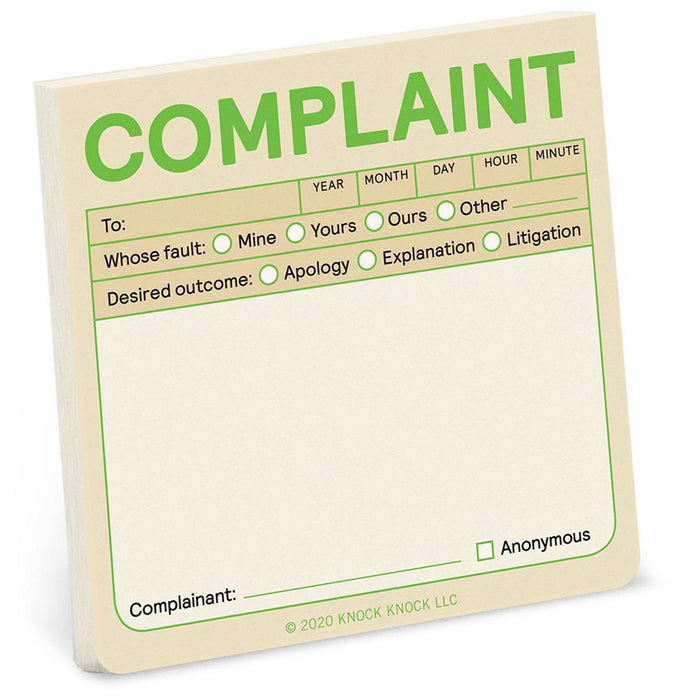 Complaint Sticky Note - Knock Knock