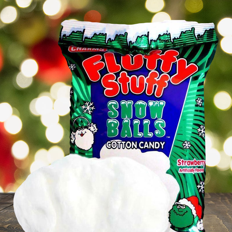 Charms Fluffy Stuff Cotton Candy, Snow Balls, Strawberry - 2.1 oz