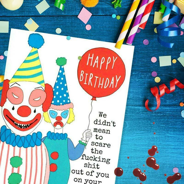 Creepy Clowns Birthday Card - Bangs & Teeth