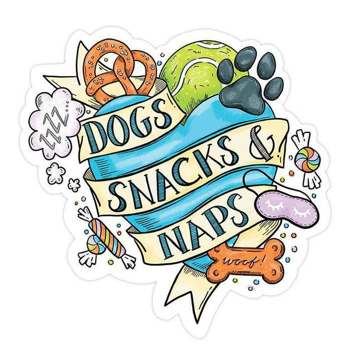 Dogs, Snacks + Naps Sticker - Praxis Design Studio