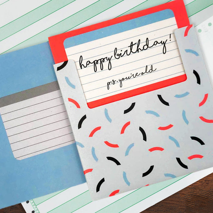 P.S. You're Old Floppy Disk Happy Birthday Card - UWP Luxe