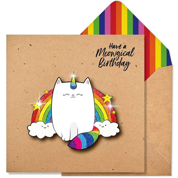 Have A Meowgical Birthday Glitter Card - Tache