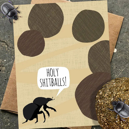 Holy Shitballs Dung Beetle Congratulations Card - Funny Greeting Cards - Modern Printed Matter