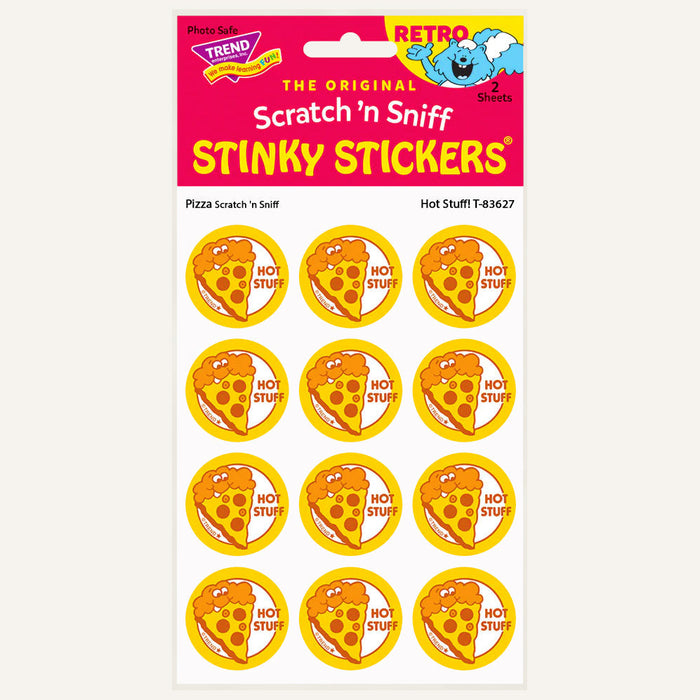 Hot Stuff Pizza Scented Retro Scratch 'n Sniff Stinky Stickers - Perpetual Kid