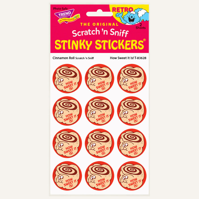 How Sweet It Is! Cinnamon Roll Scented Retro Scratch 'n Sniff Stinky Stickers - Perpetual Kid