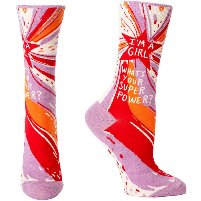 I'm a Girl. What's Your Superpower? Socks - Blue Q