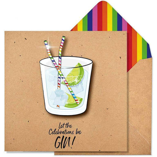 Let The Celebrations Be Gin Glitter Card - Tache