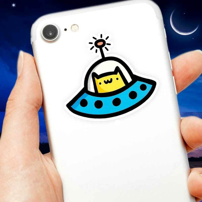 Mini Space Cat UFO Sticker - Shop Emily M