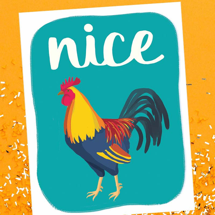 Nice Cock Flirty Rooster Card - Grey Street Paper