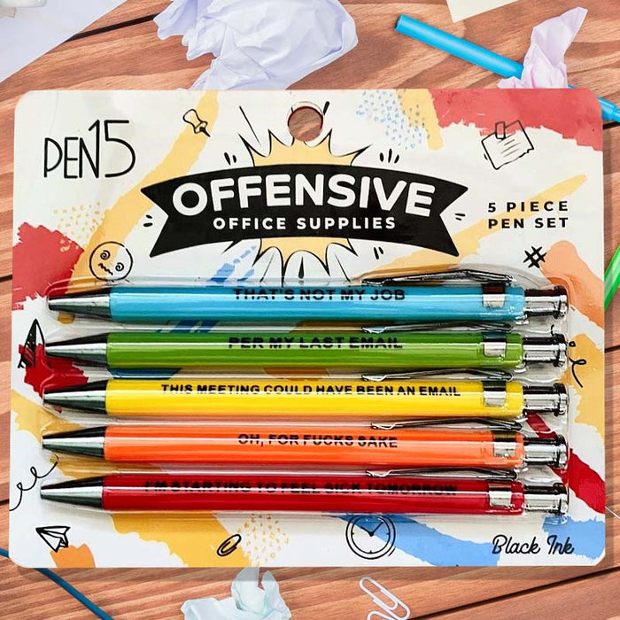 Sweary Fuck Pens Cussing Pen Gift Set 5 Black Fuck You Pens