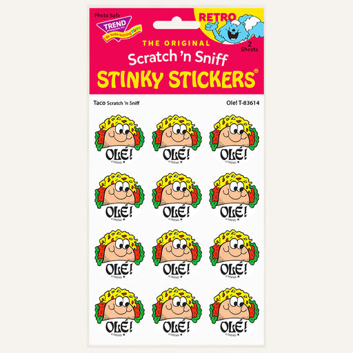 Olé! Taco Scented Retro Scratch 'n Sniff Stinky Stickers - Perpetual Kid