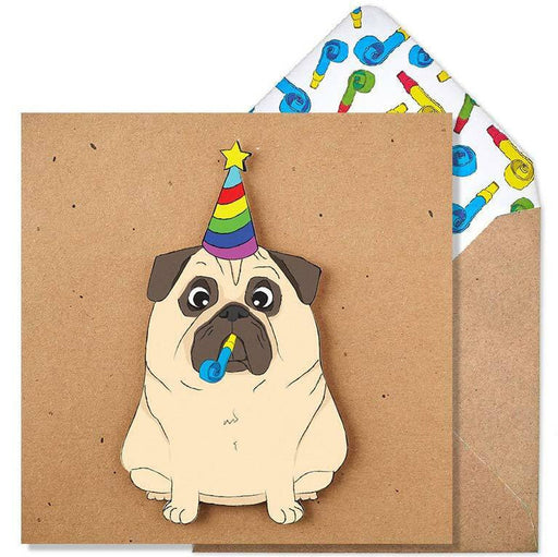 Party Pug Glitter Birthday Card - Tache