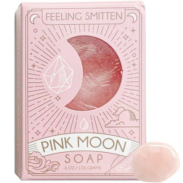 Pink Moon Soap with Rose Quartz Crystal Inside - Feeling Smitten
