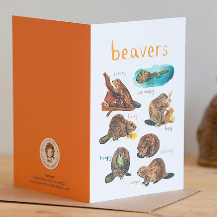 Beavers Greeting Card by Sarah Edmonds Illustration