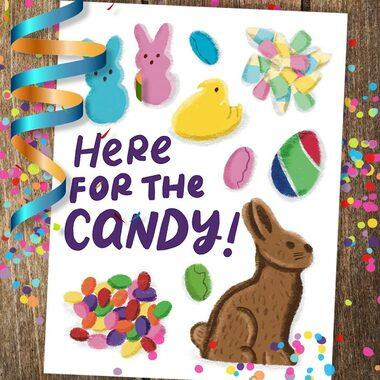Here For The Candy Easter Card by Grey Street Paper