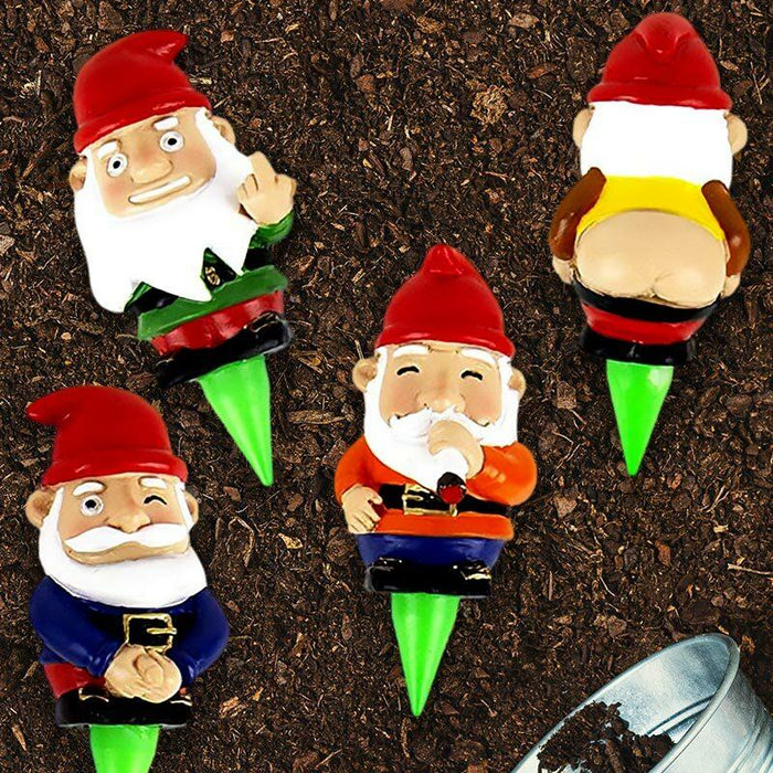 Naughty Mini Garden Gnomes for Plant Pots by Gift Republic