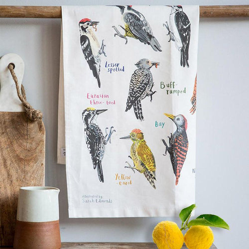 Hand Embroidered Muslin Dish Tea Towel Quote Birdhouse Blue Birds Sunflowers
