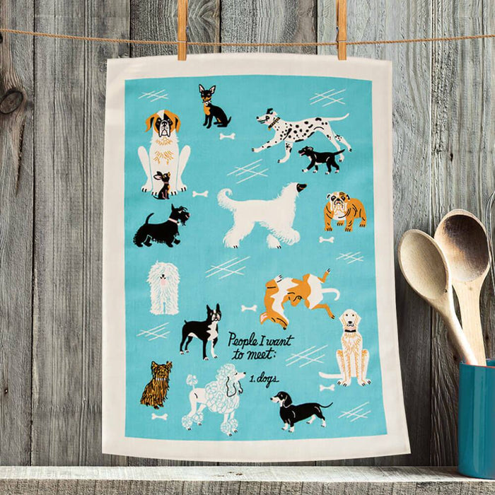 People I Want To Meet: Dogs Dish Towel by Blue Q
