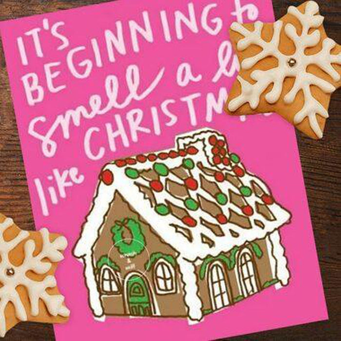 Scratch & Sniff Gingerbread House Christmas Card by La Familia Green