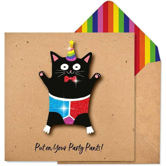 Put On Your Party Pants Glitter Card - Tache