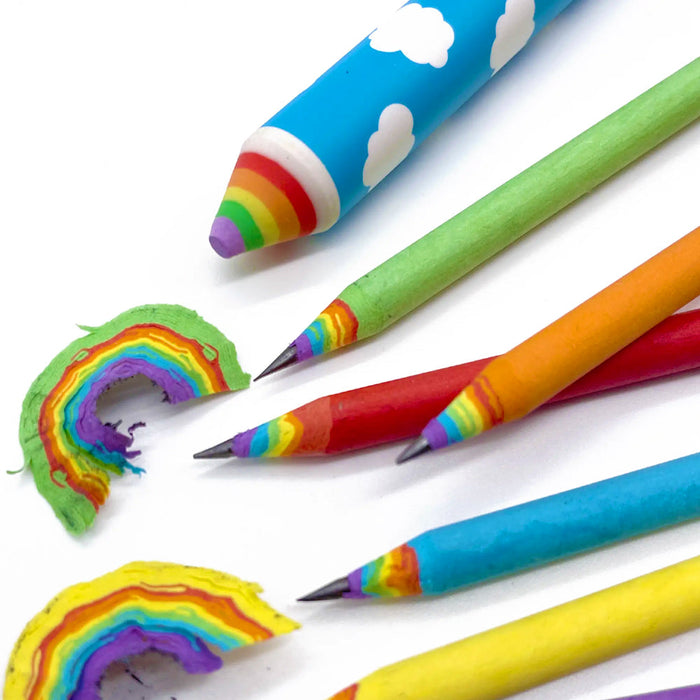 Recycled Rainbow Pencil + Eraser Set