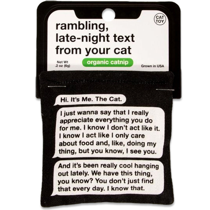 Rambling, Late-Night Text From Your Cat Catnip Cat Toy - Blue Q