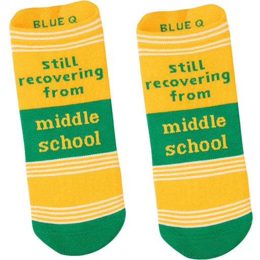 Still Recovering From Middle School Sneaker Socks - Blue Q