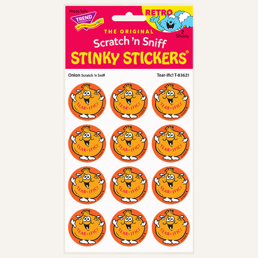 Tear-ific! Onion Scented Retro Scratch 'n Sniff Stinky Stickers - Perpetual Kid