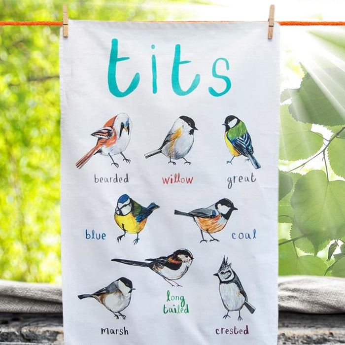 Tit Bird Fowl Language Dish Towel - Sarah Edmonds Illustration