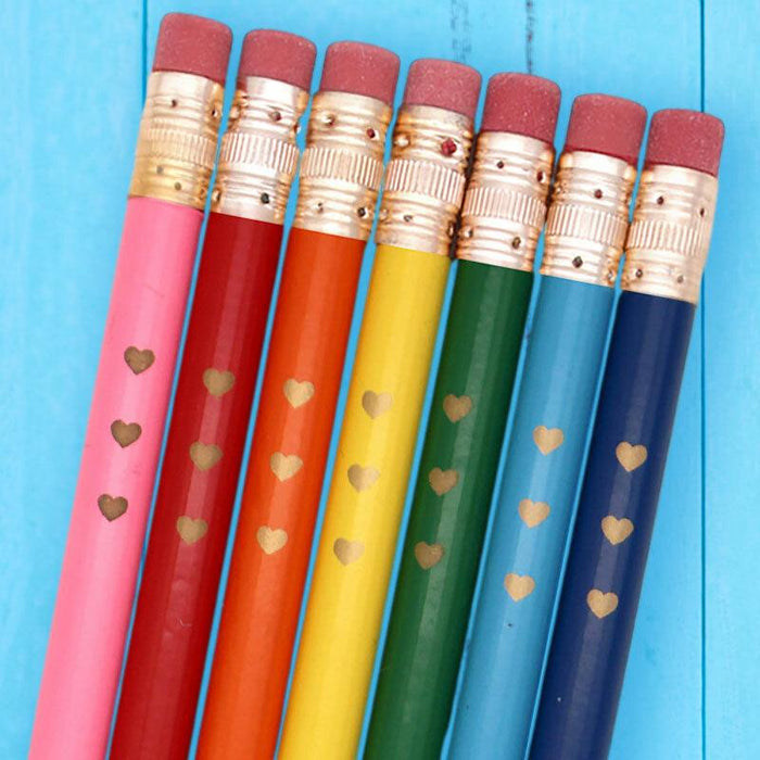 Totally 80's Rainbow + Hearts Pencil Set - Snifty