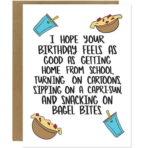 1980's Kid Pizza Bagel Bites Birthday Card - Unique Gift by Knotty Cards