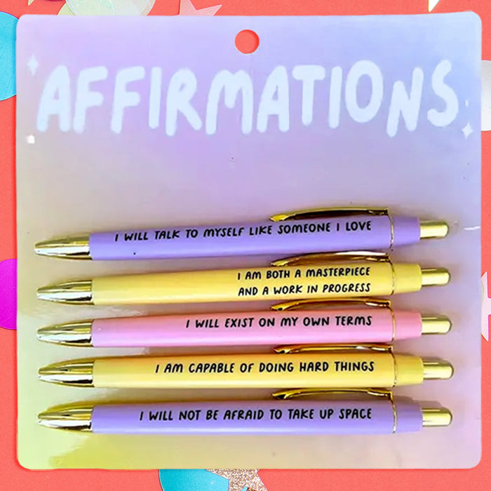 Positive Affirmation Pen Set, Colorful Gel Ink 5 Pack, Journaling