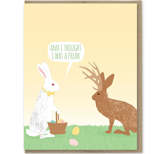 And I Thought I Was A Freak Jackalope Easter Card - Unique Gift by Modern Printed Matter
