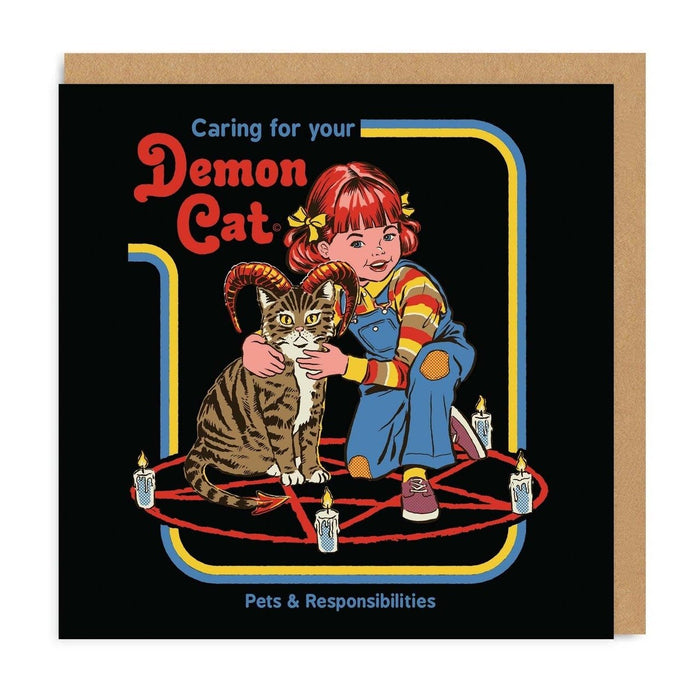 Caring For Your Demon Cat Greeting Card - Unique Gift by Ohh Deer