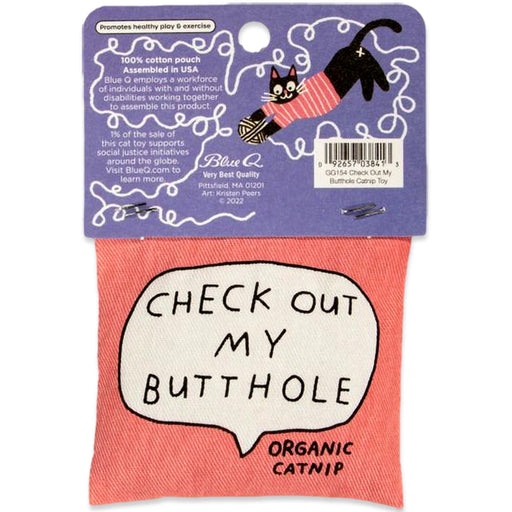 Check Out My Butthole Catnip Cat Toy - Unique Gift by Blue Q