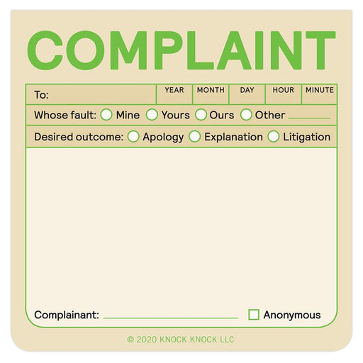 Complaint Sticky Note - Unique Gift by Knock Knock