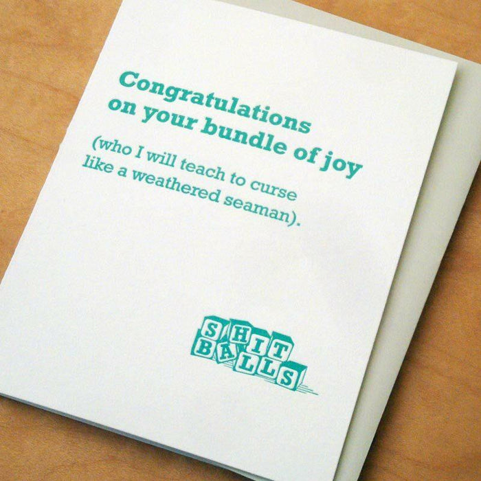 Congrats On Your Bundle Of Joy (Who I Will Teach To Swear) Card - Unique Gift by McBitterson's