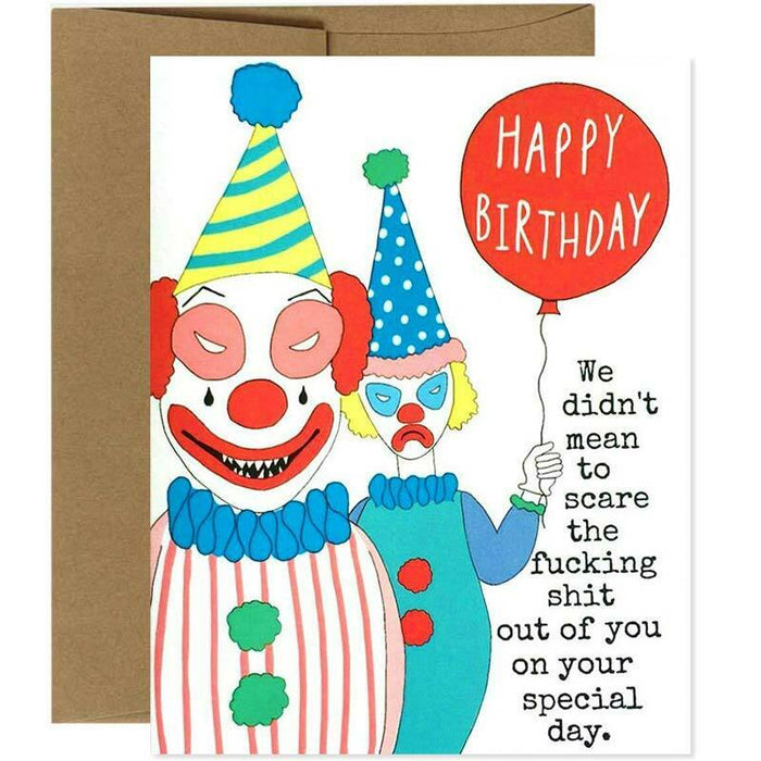 Creepy Clowns Birthday Card - Unique Gift by Bangs & Teeth